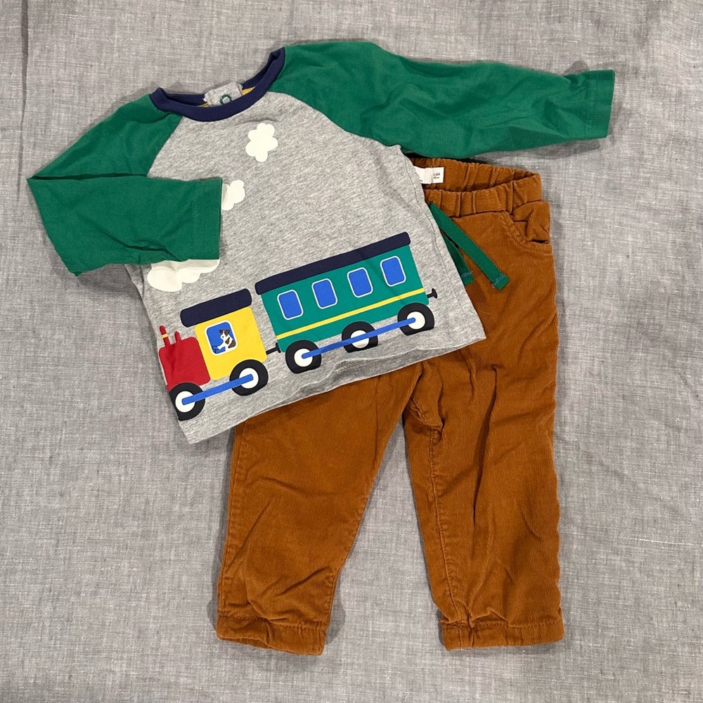 Biden 3-6M Dog Train Top and Pants Set